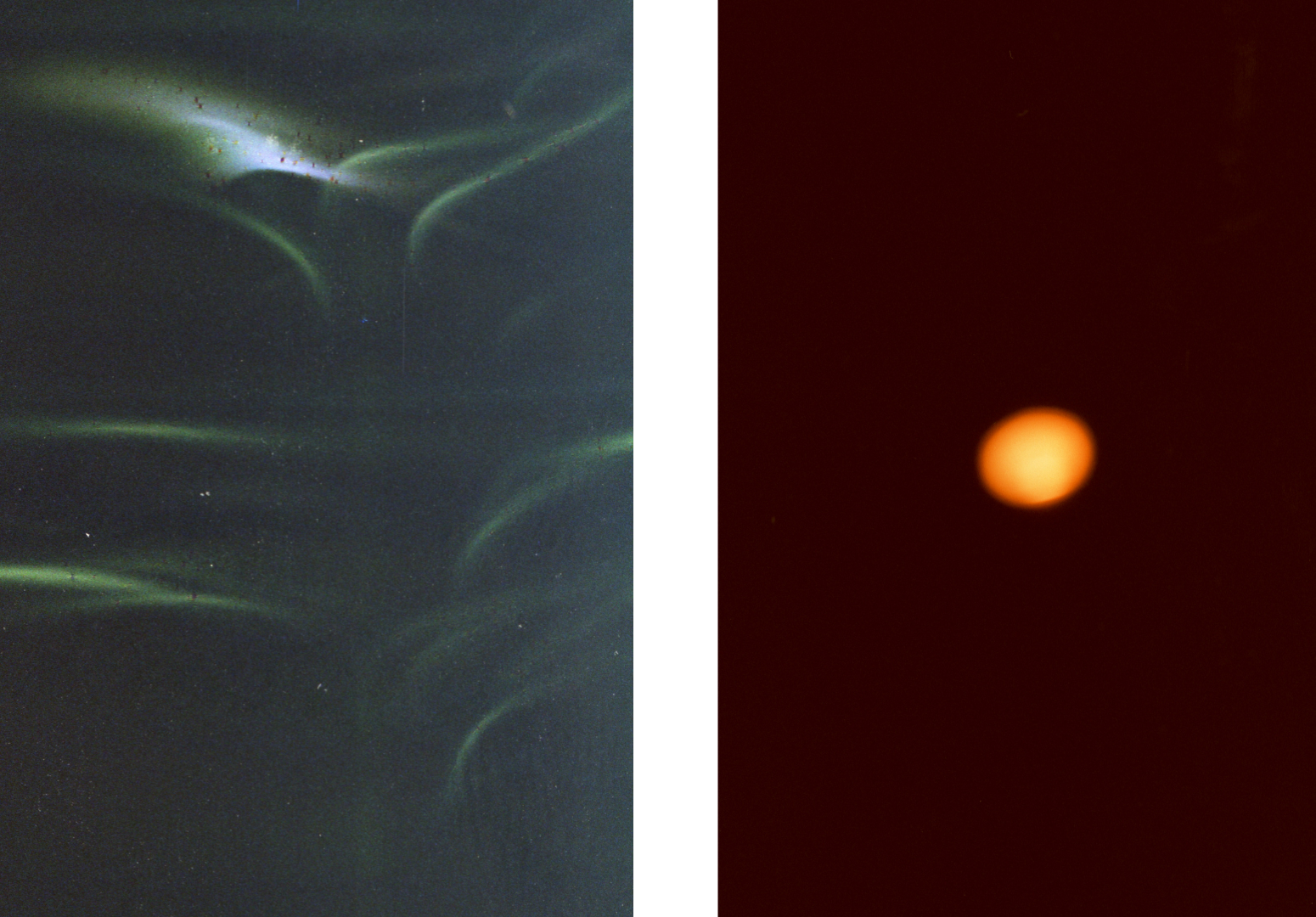 diptyykki kuvista joissa on savua ja valopiste