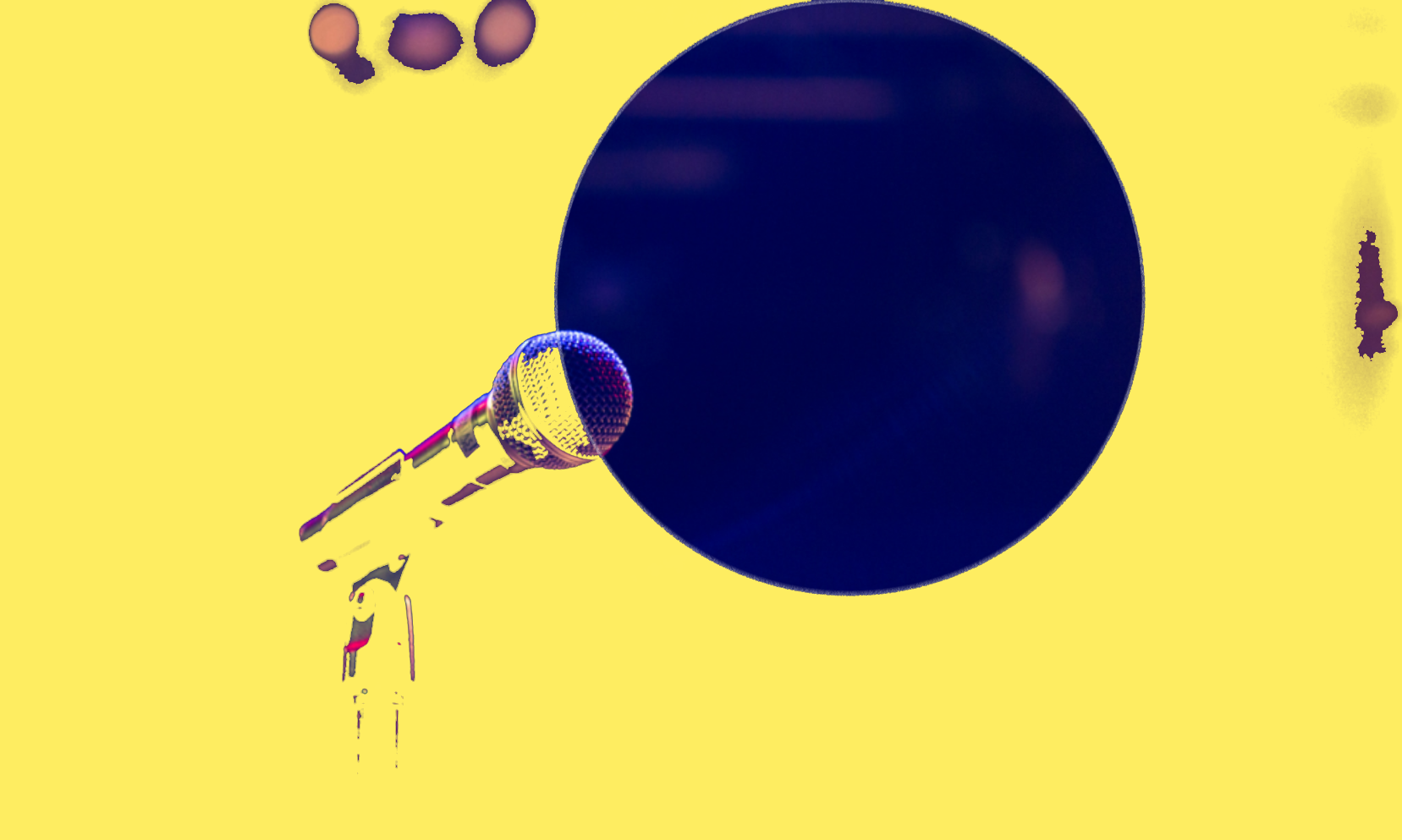 sininen ympyrä keltaisella pohjalla